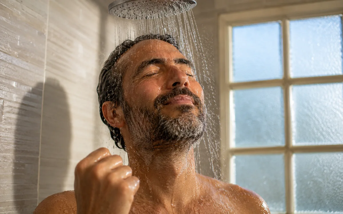 Showering under filtered water